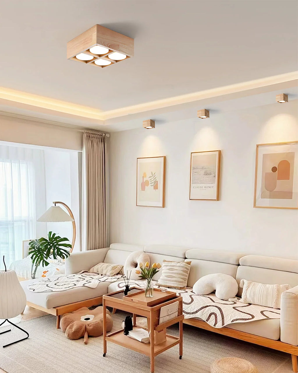 Ceiling Lamp | Rubberwood & Acrylic Integrated LED | 3 Size Options