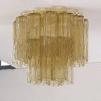 Ceiling Lamp | Star-Shaped Handmade Murano Glass & Gold Frame | 40 cm Diameter
