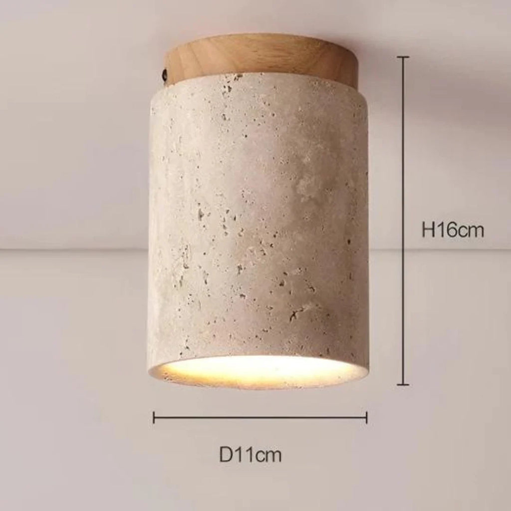 Ceiling Lamp | Wabi-Sabi Travertine & LED | Surface-Mounted