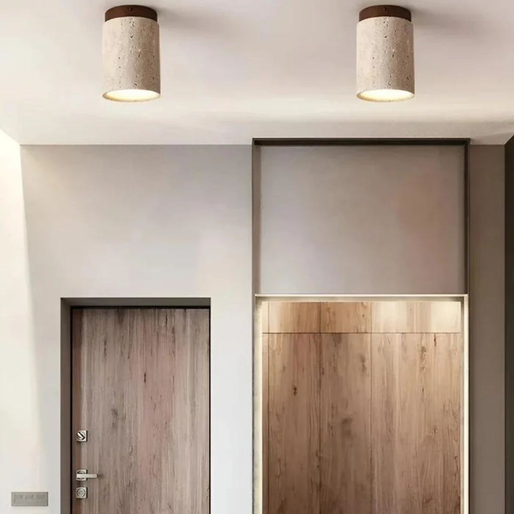 Ceiling Lamp | Wabi-Sabi Travertine & LED | Surface-Mounted