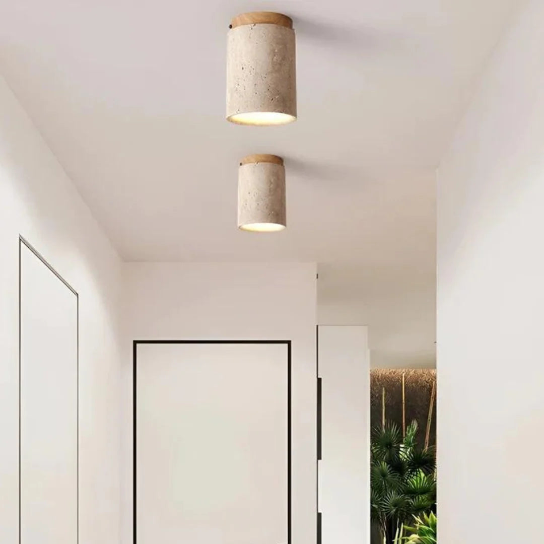 Ceiling Lamp | Wabi-Sabi Travertine & LED | Surface-Mounted
