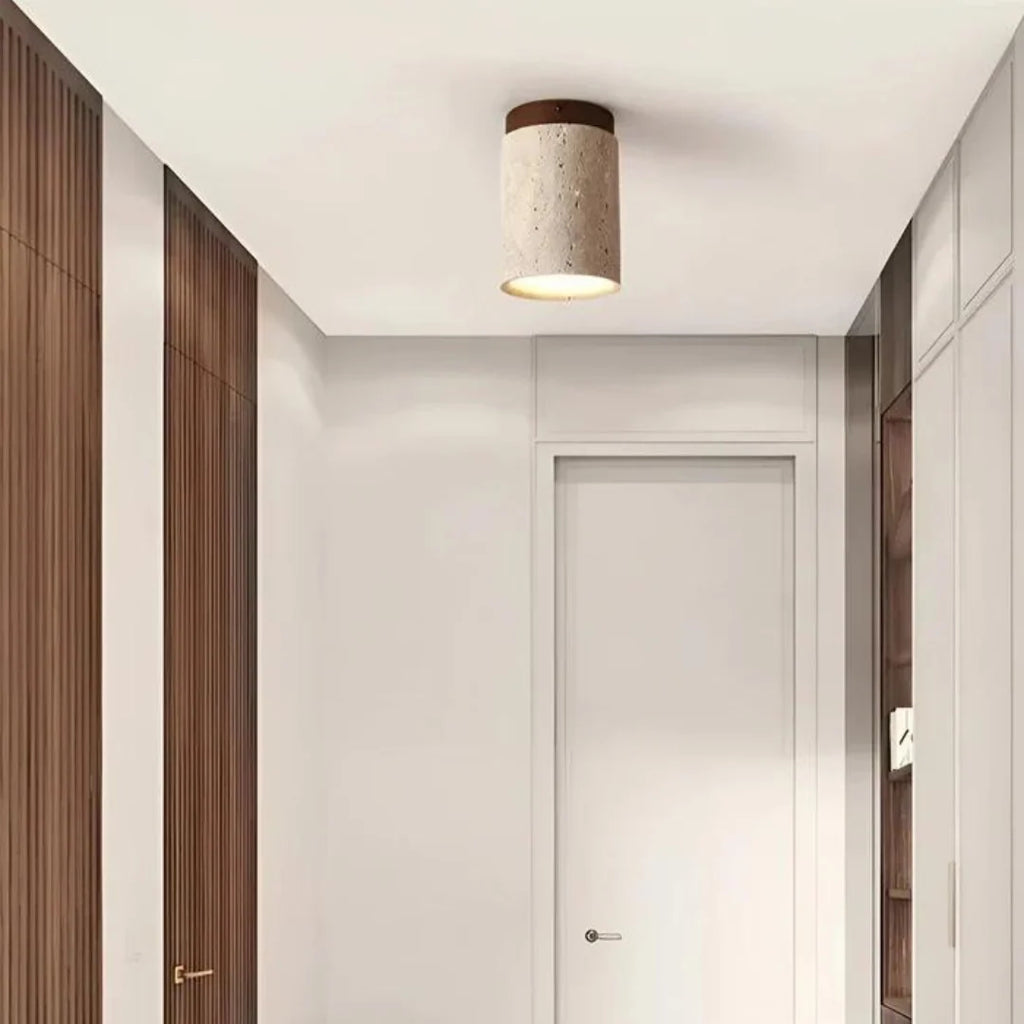 Ceiling Lamp | Wabi-Sabi Travertine & LED | Surface-Mounted