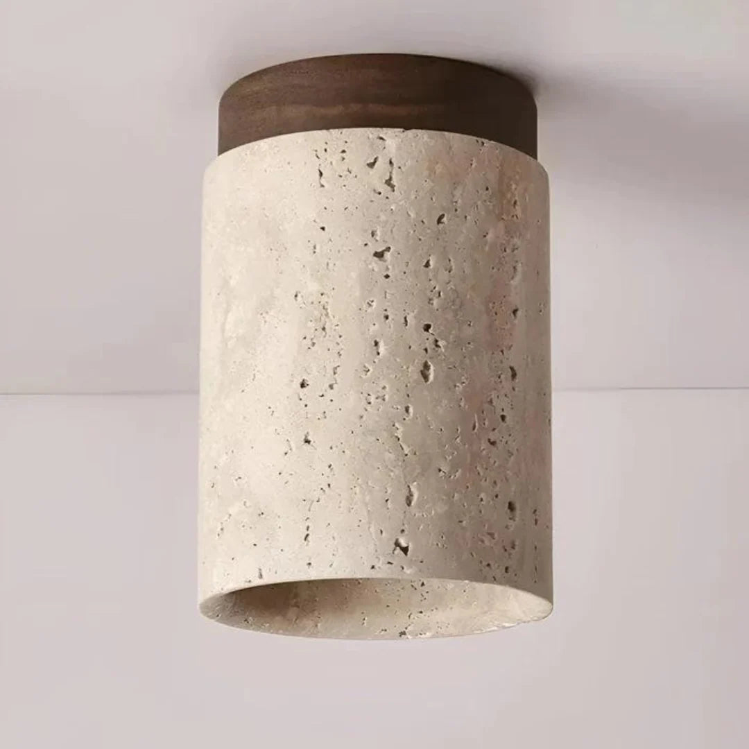 Ceiling Lamp | Wabi-Sabi Travertine & LED | Surface-Mounted