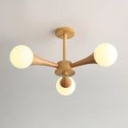Ceiling Lamp | Wood & Glass 3-5 Heads | 50 cm Diameter