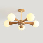 Ceiling Lamp | Wood & Glass 3-5 Heads | 50 cm Diameter