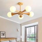 Ceiling Lamp | Wood & Glass 3-5 Heads | 50 cm Diameter