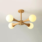 Ceiling Lamp | Wood & Glass LED-Compatible | 3–5 Heads
