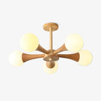 Ceiling Lamp | Wood & Glass LED-Compatible | 3–5 Heads