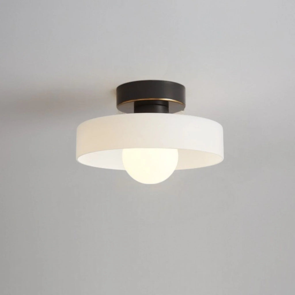 Ceiling Light | Bauhaus Disc Shade & Glass Globe | Semi-Flush Mount