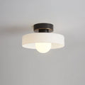 Ceiling Light | Bauhaus Disc Shade & Glass Globe | Semi-Flush Mount