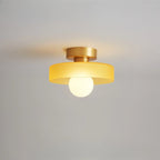 Ceiling Light | Bauhaus Disc Shade & Glass Globe | Semi-Flush Mount