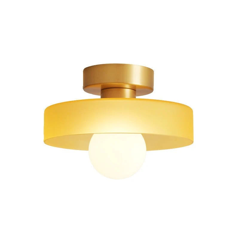 Ceiling Light | Bauhaus Disc Shade & Glass Globe | Semi-Flush Mount