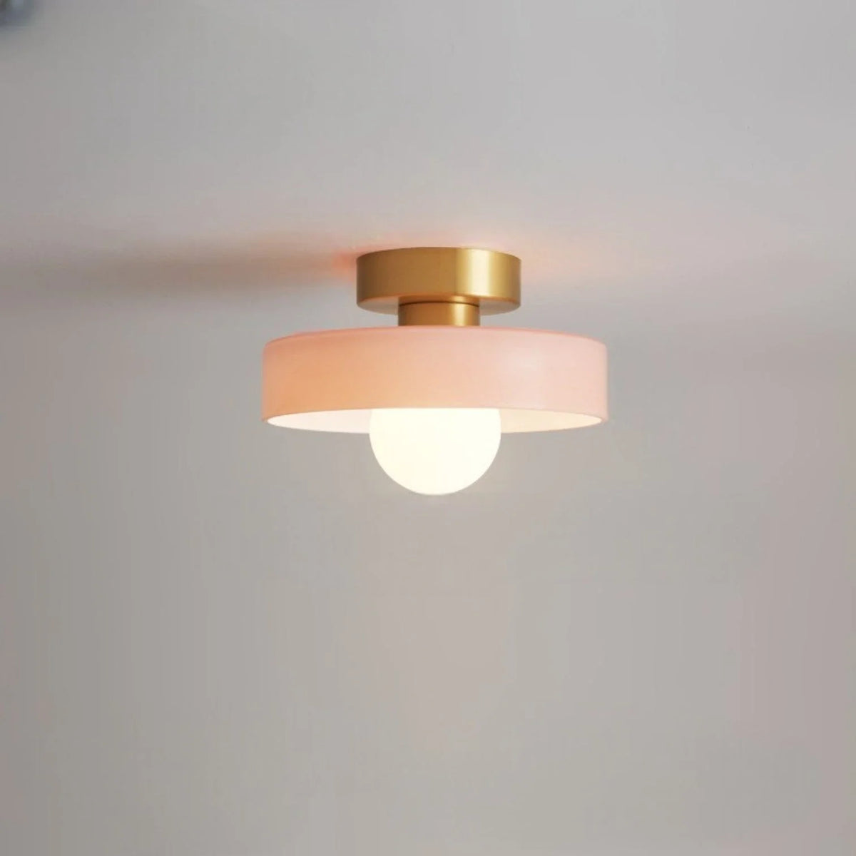 Ceiling Light | Bauhaus Disc Shade & Glass Globe | Semi-Flush Mount