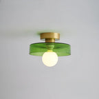 Ceiling Light | Bauhaus Disc Shade & Glass Globe | Semi-Flush Mount
