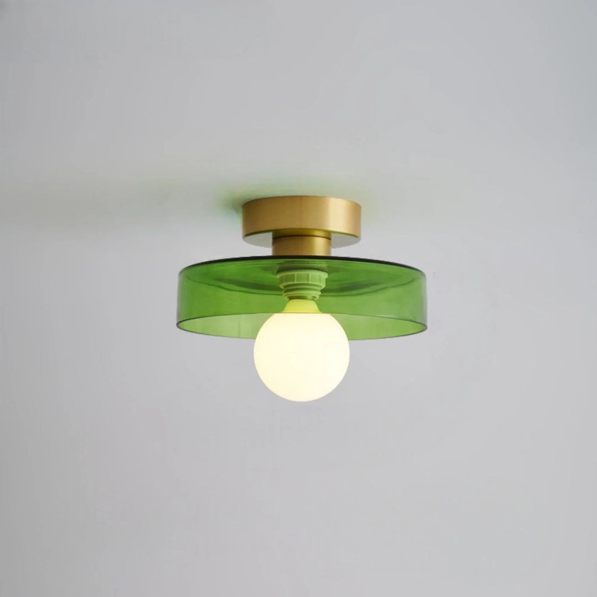 Ceiling Light | Bauhaus Disc Shade & Glass Globe | Semi-Flush Mount