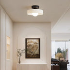 Ceiling Light | Bauhaus Disc Shade & Glass Globe | Semi-Flush Mount