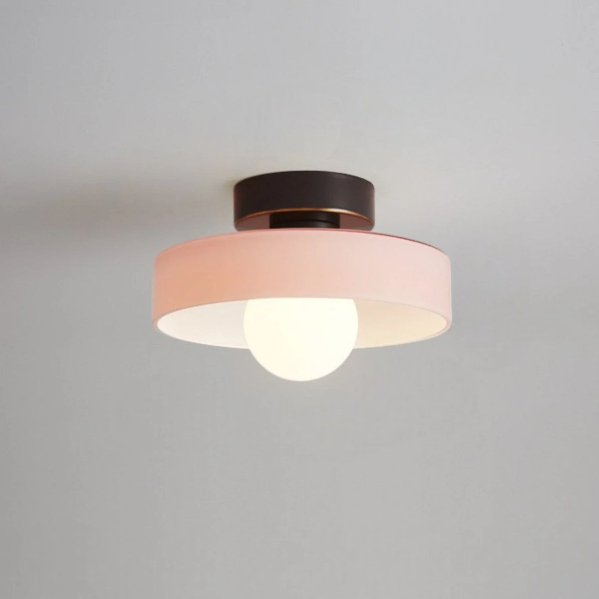 Ceiling Light | Bauhaus Disc Shade & Glass Globe | Semi-Flush Mount