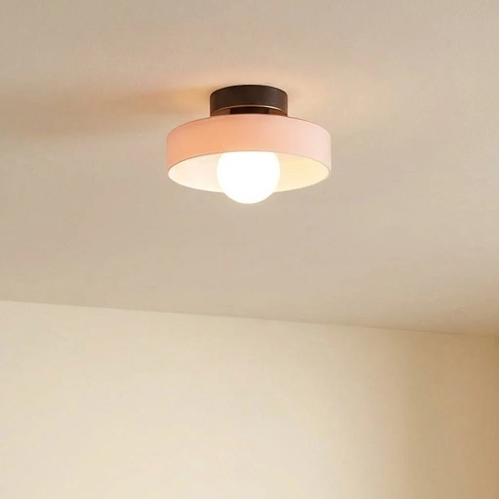 Ceiling Light | Bauhaus Disc Shade & Glass Globe | Semi-Flush Mount
