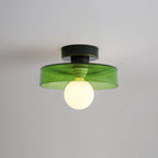 Ceiling Light | Bauhaus Disc Shade & Glass Globe | Semi-Flush Mount