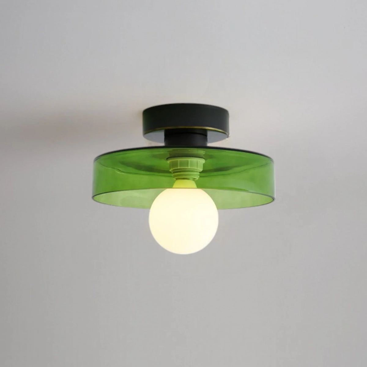 Ceiling Light | Bauhaus Disc Shade & Glass Globe | Semi-Flush Mount