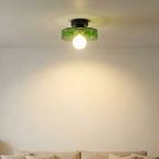 Ceiling Light | Bauhaus Disc Shade & Glass Globe | Semi-Flush Mount