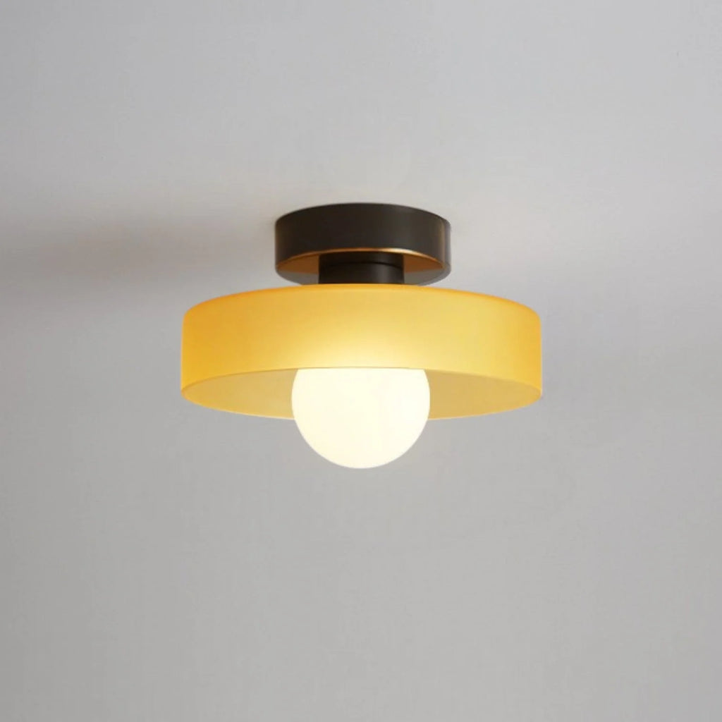 Ceiling Light | Bauhaus Disc Shade & Glass Globe | Semi-Flush Mount