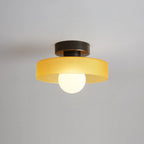 Ceiling Light | Bauhaus Disc Shade & Glass Globe | Semi-Flush Mount