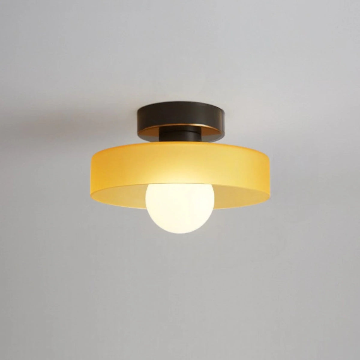 Ceiling Light | Bauhaus Disc Shade & Glass Globe | Semi-Flush Mount