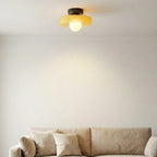 Ceiling Light | Bauhaus Disc Shade & Glass Globe | Semi-Flush Mount
