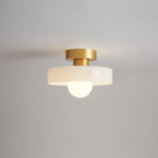 Ceiling Light | Bauhaus Disc Shade & Glass Globe | Semi-Flush Mount