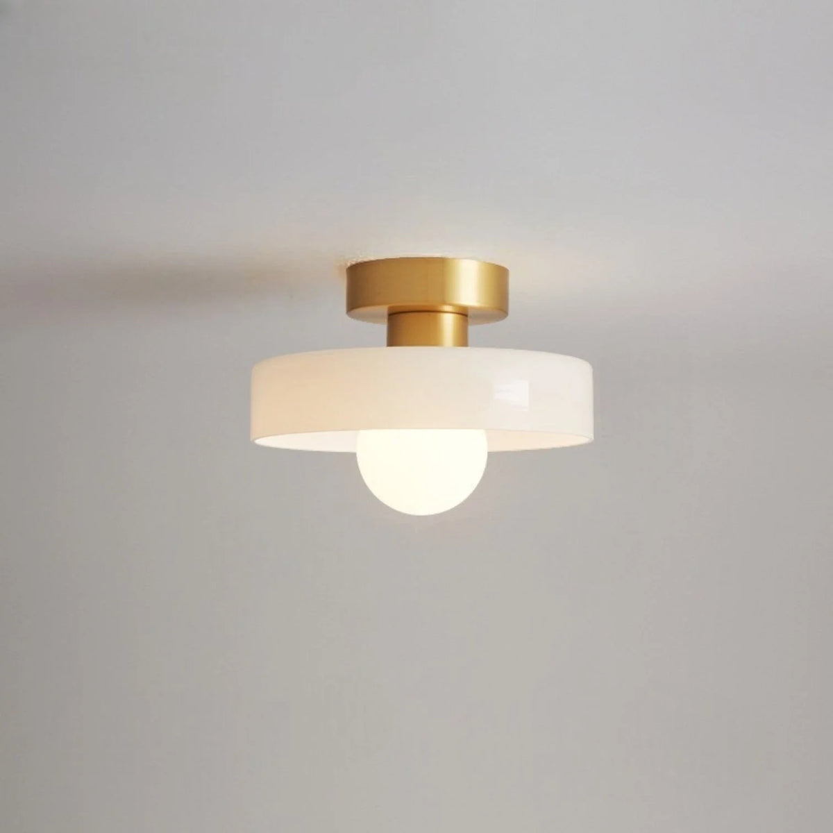 Ceiling Light | Bauhaus Disc Shade & Glass Globe | Semi-Flush Mount