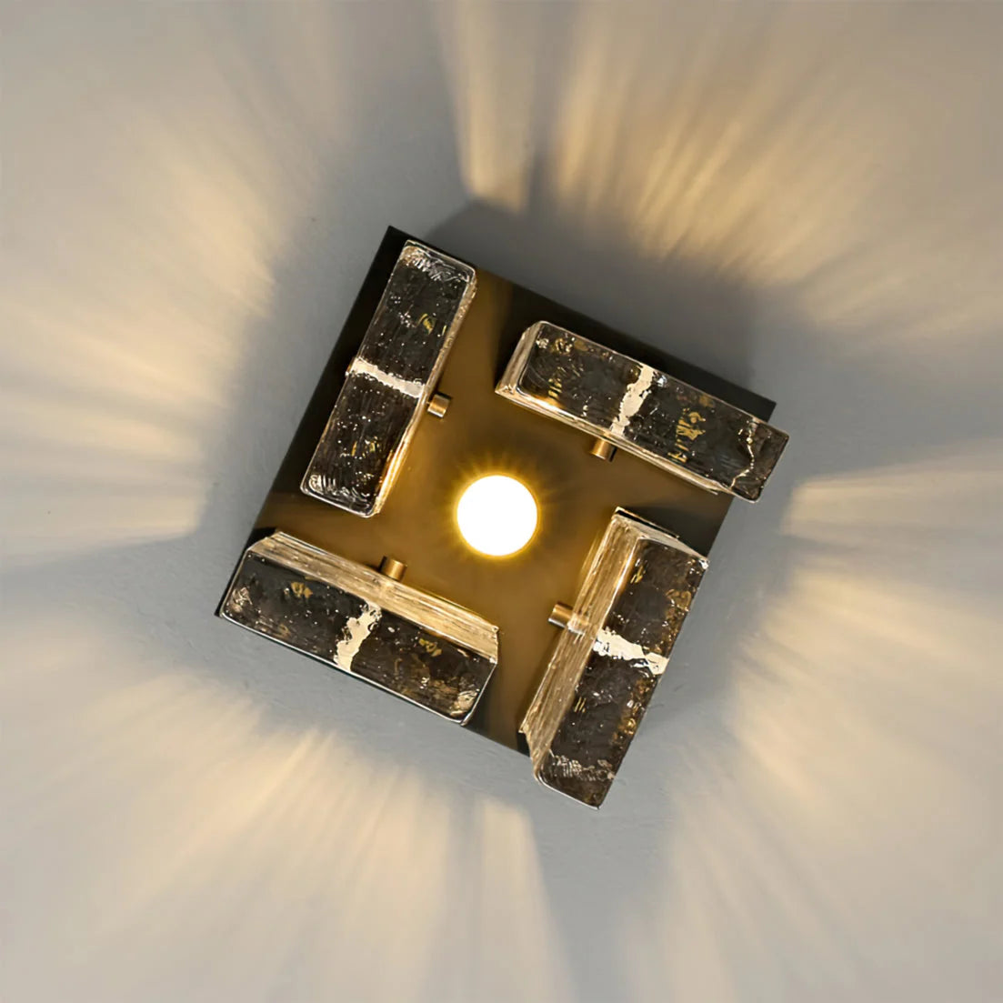 Ceiling Light | Brass Frame & Textured Opal Glass | Ø 20 cm