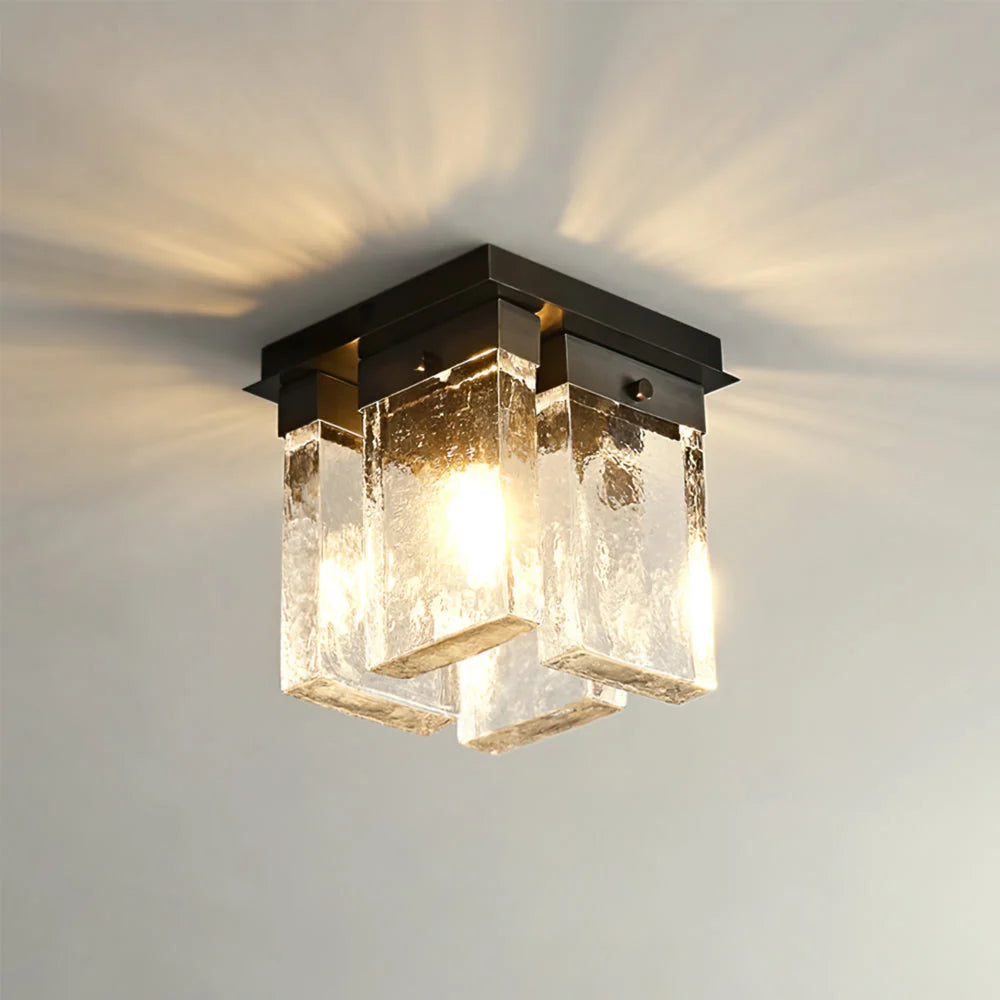 Ceiling Light | Brass Frame & Textured Opal Glass | Ø 20 cm