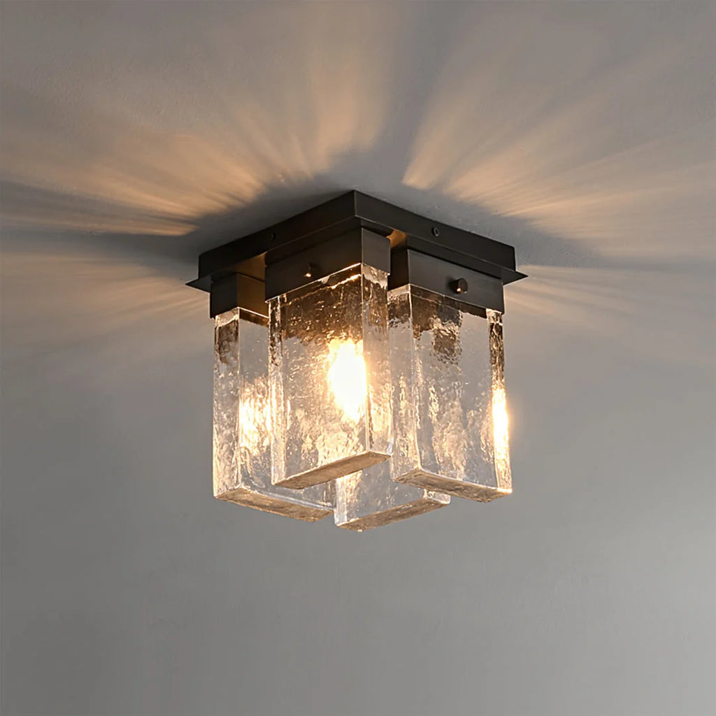 Ceiling Light | Brass Frame & Textured Opal Glass | Ø 20 cm