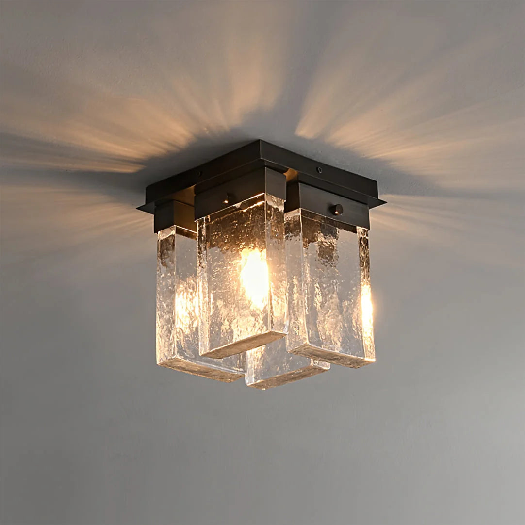 Ceiling Light | Brass Frame & Textured Opal Glass | Ø 20 cm