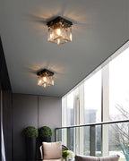 Ceiling Light | Brass Frame & Textured Opal Glass | Ø 20 cm