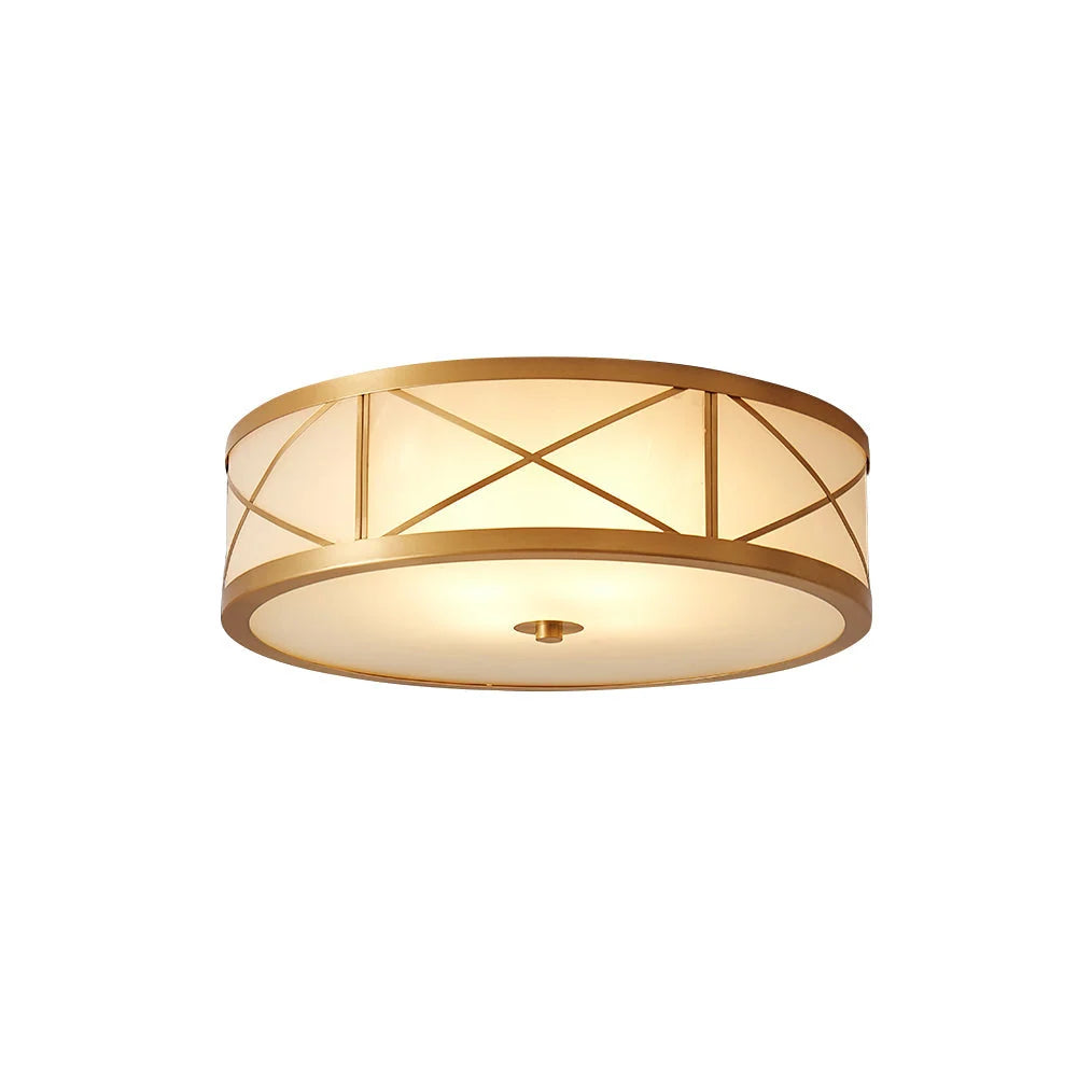 Ceiling Light | Brass & Glass Shade | 3- Or 4-Light