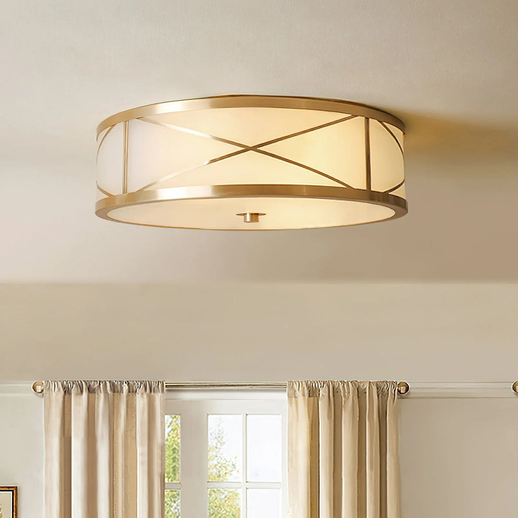 Ceiling Light | Brass & Glass Shade | 3- Or 4-Light