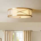 Ceiling Light | Brass & Glass Shade | 3- Or 4-Light