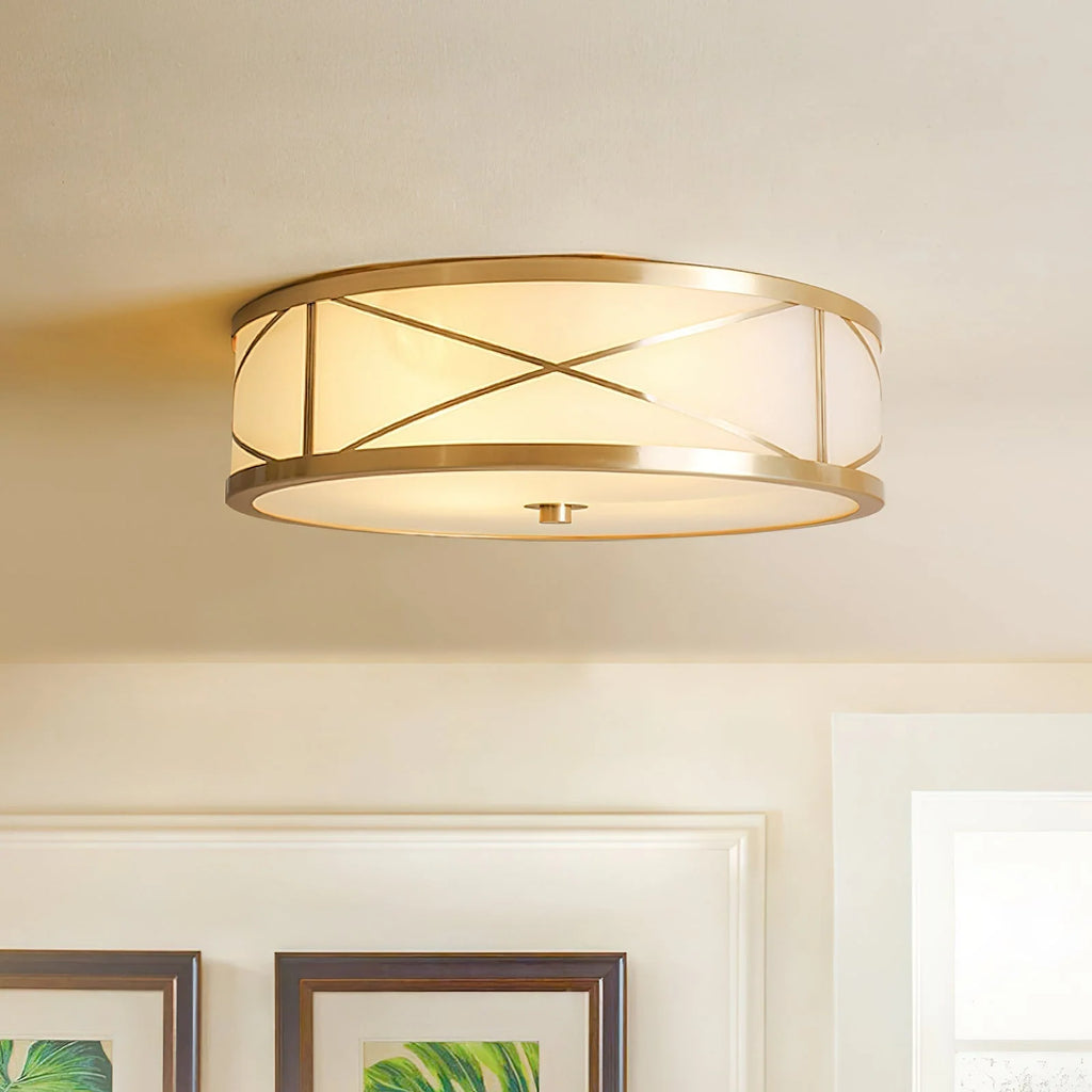 Ceiling Light | Brass & Glass Shade | 3- Or 4-Light