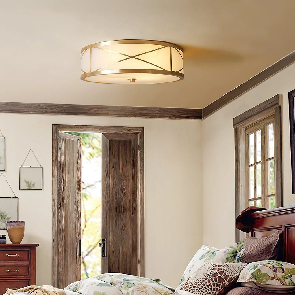 Ceiling Light | Brass & Glass Shade | 3- Or 4-Light