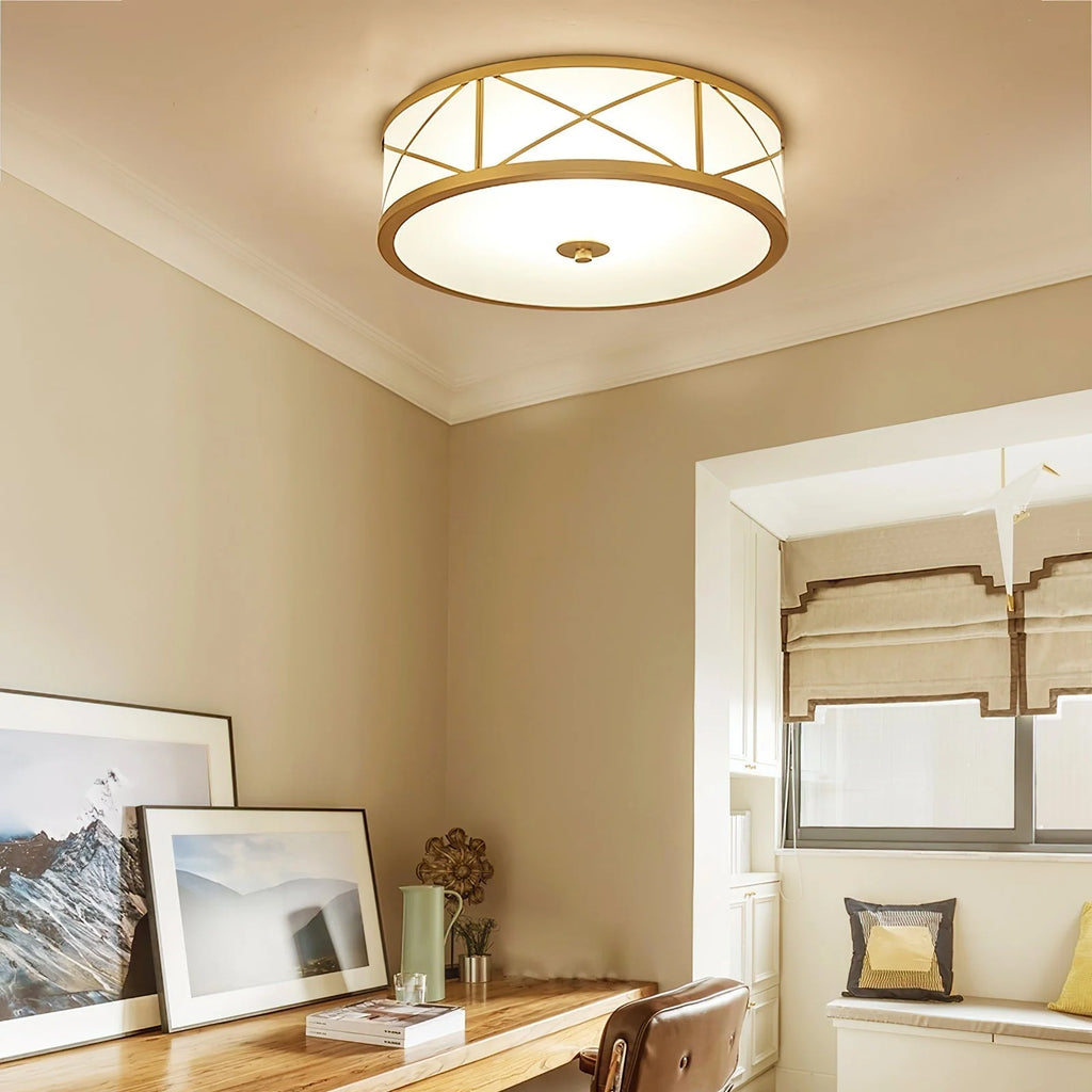 Ceiling Light | Brass & Glass Shade | 3- Or 4-Light