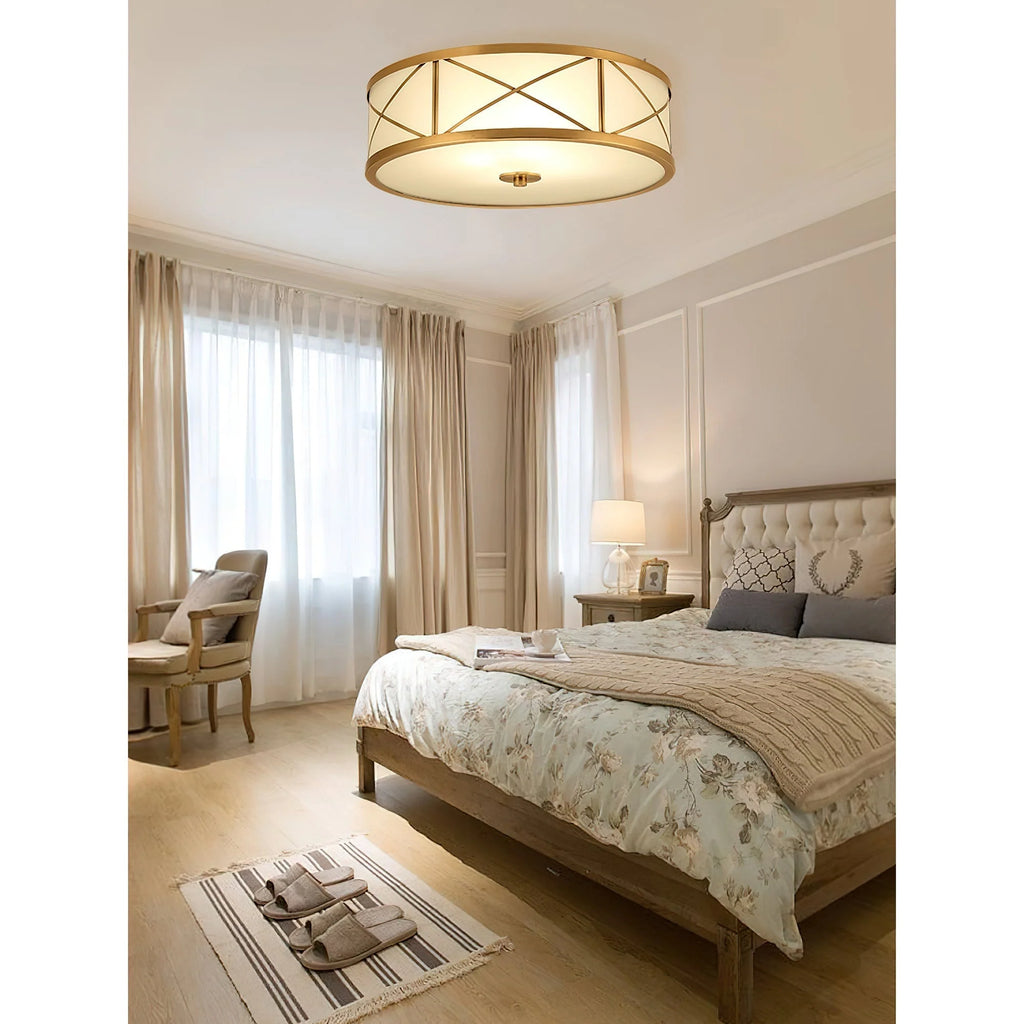 Ceiling Light | Brass & Glass Shade | 3- Or 4-Light