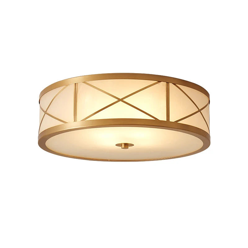 Ceiling Light | Brass & Glass Shade | 3- Or 4-Light