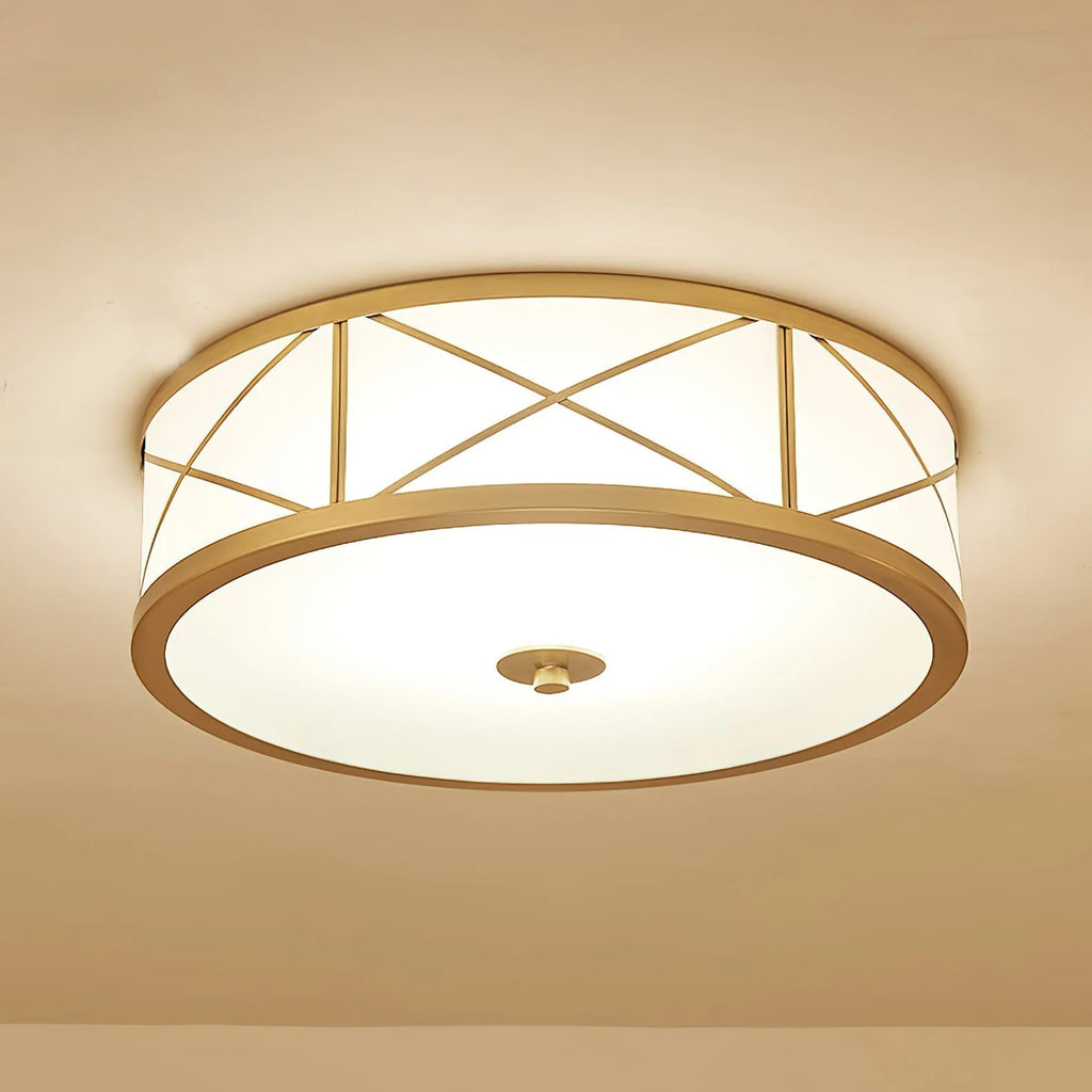 Ceiling Light | Brass & Glass Shade | 3- Or 4-Light