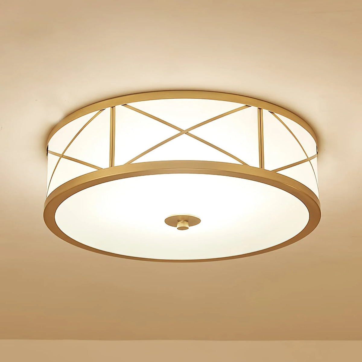 Ceiling Light | Brass & Glass Shade | 3- Or 4-Light