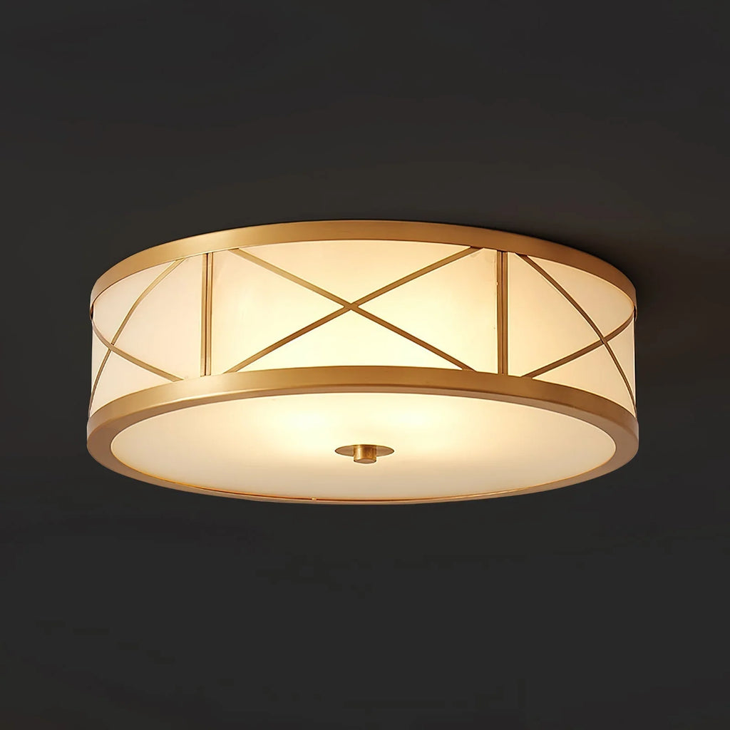 Ceiling Light | Brass & Glass Shade | 3- Or 4-Light
