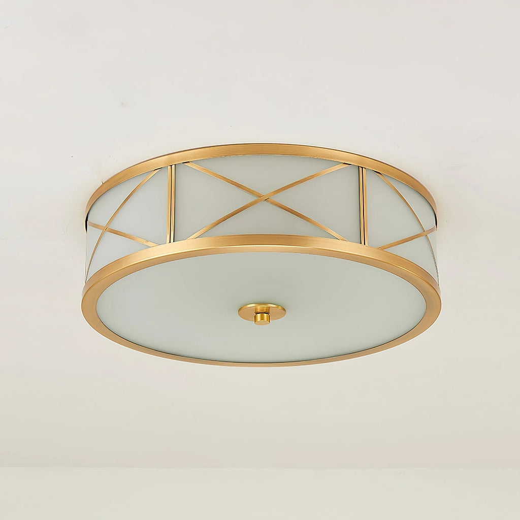 Ceiling Light | Brass & Glass Shade | 3- Or 4-Light