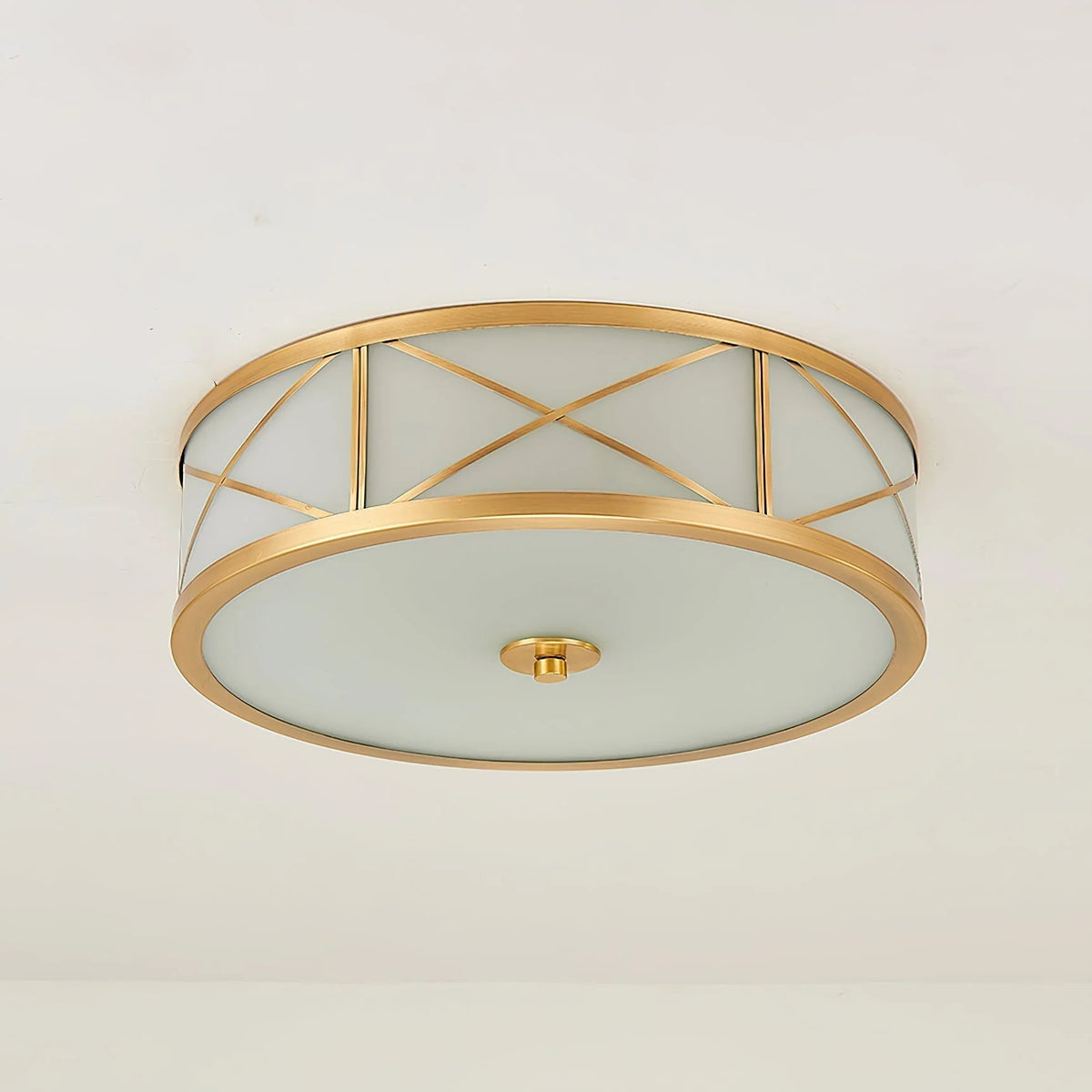 Ceiling Light | Brass & Glass Shade | 3- Or 4-Light