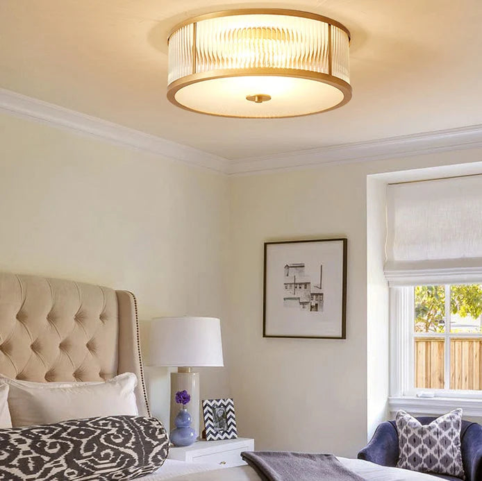 Ceiling Light | Brass & Glass Shade | 3- Or 4-Light